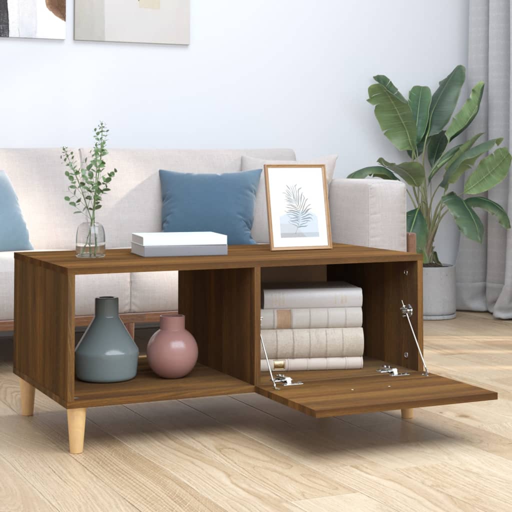 Table basse chêne marron 89,5x50x40 cm bois d’ingénierie - Tables basses