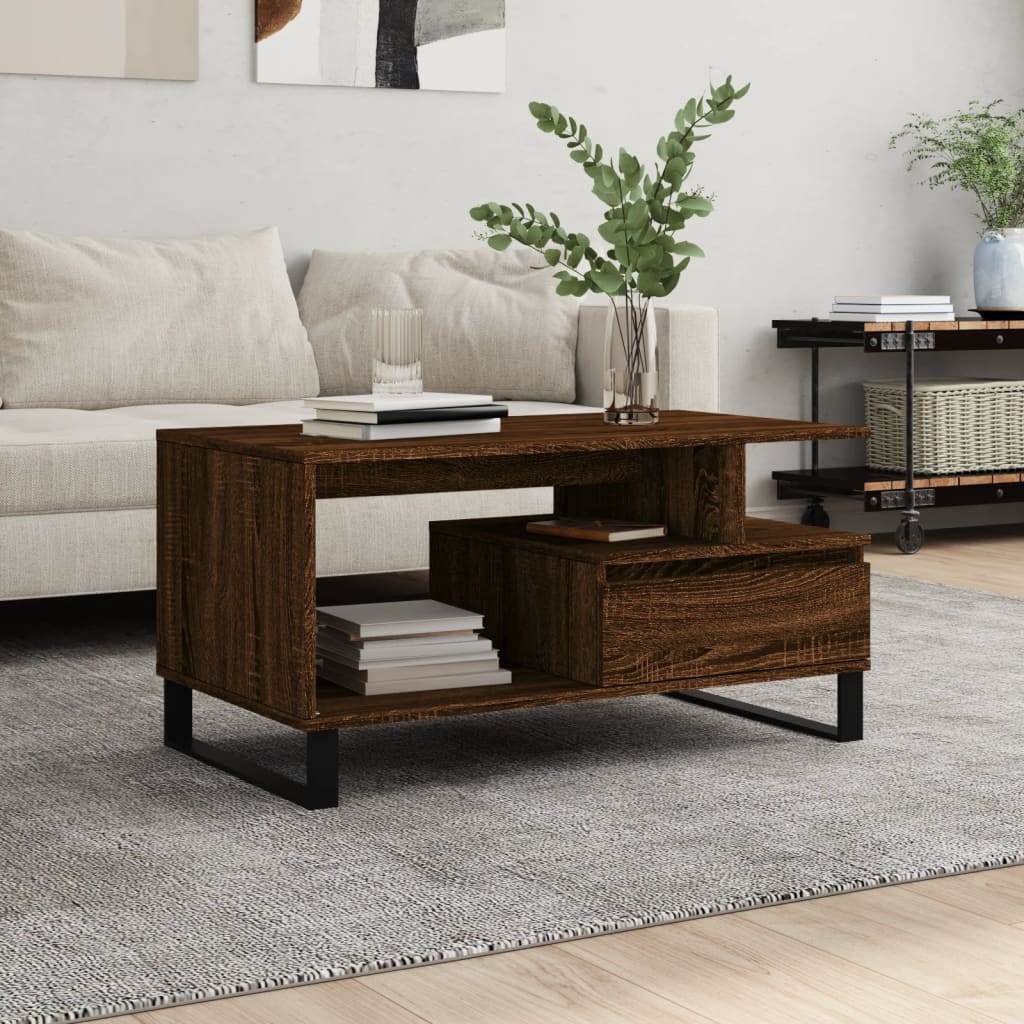 Table basse Chêne marron 90x49x45 cm Bois d’ingénierie - Tables basses
