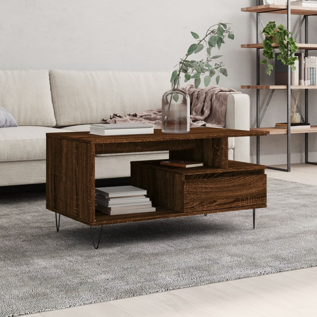 Table basse Chêne marron 90x49x45 cm Bois d’ingénierie - Tables basses