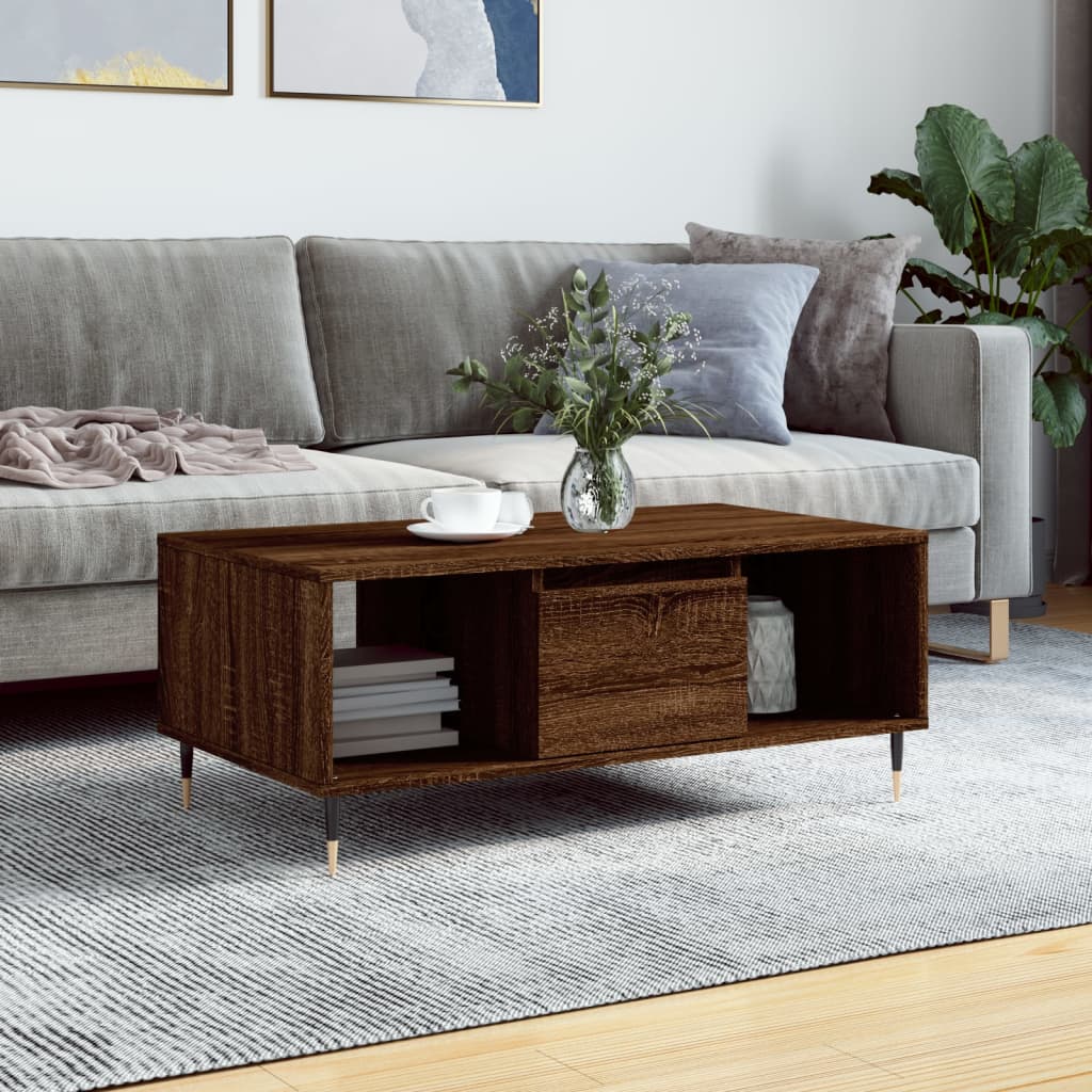Table basse Chêne marron 90x50x36,5 cm Bois d’ingénierie - Tables basses