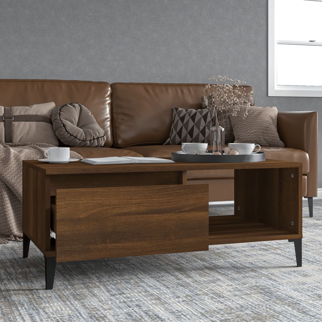 Table basse Chêne marron 90x50x36,5 cm Bois d’ingénierie - Tables basses