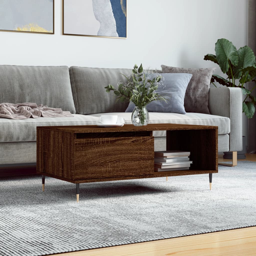 Table basse Chêne marron 90x50x36,5 cm Bois d’ingénierie - Tables basses
