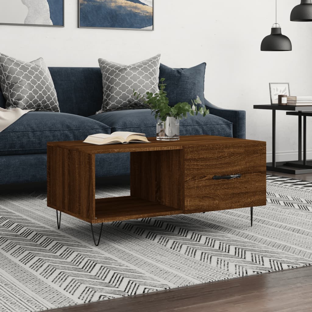 Table basse chêne marron 90x50x40 cm bois d’ingénierie - Tables basses