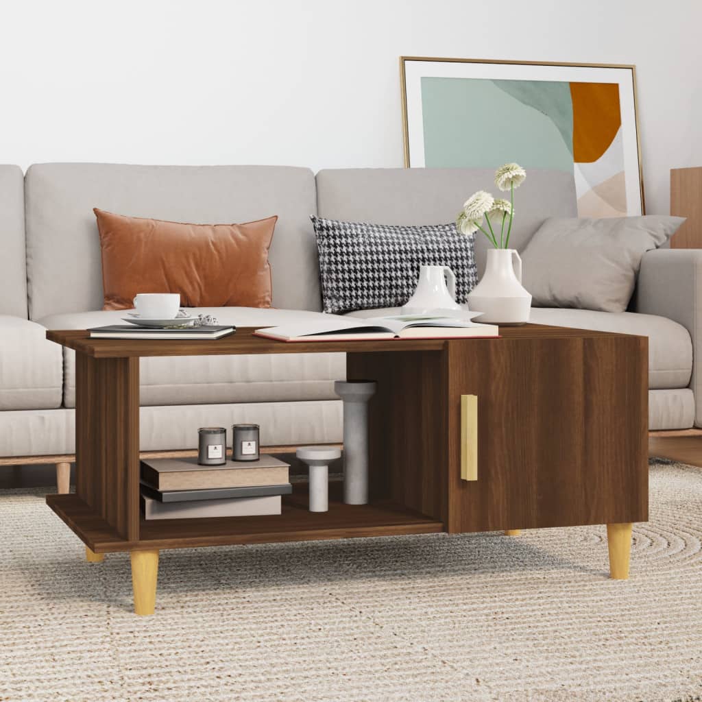 Table basse chêne marron 90x50x40 cm bois d’ingénierie - Tables basses