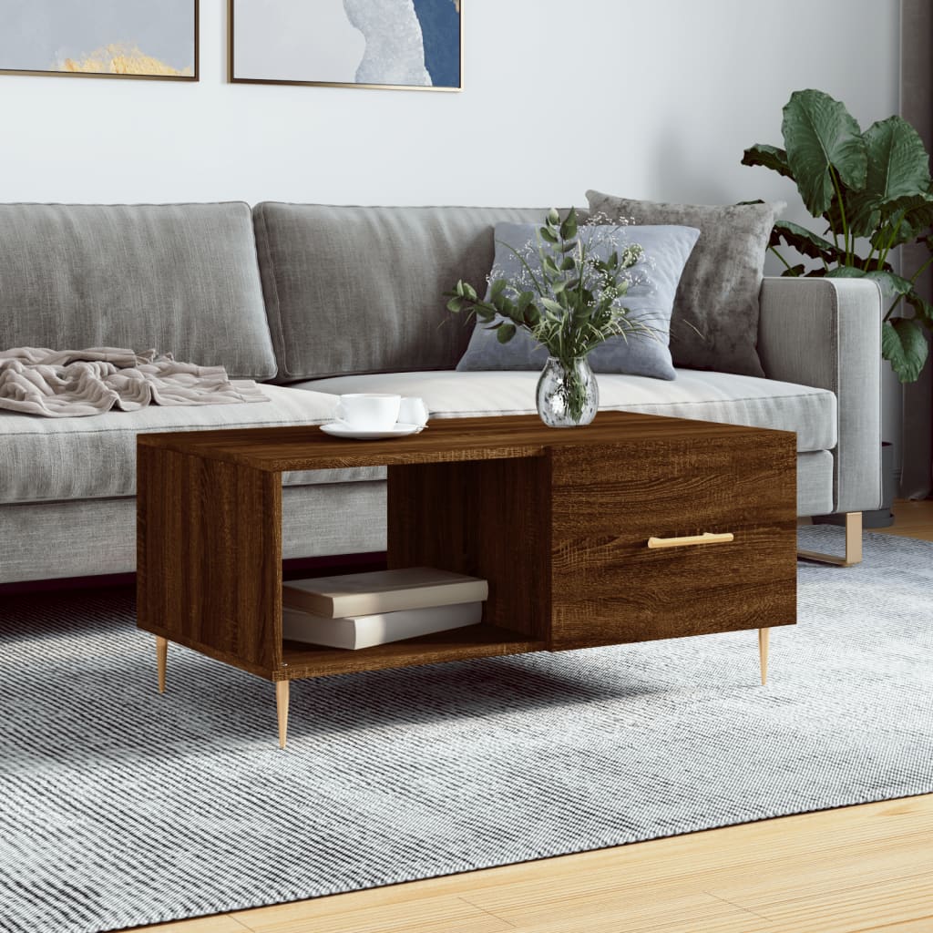 Table basse chêne marron 90x50x40 cm bois d’ingénierie - Tables basses