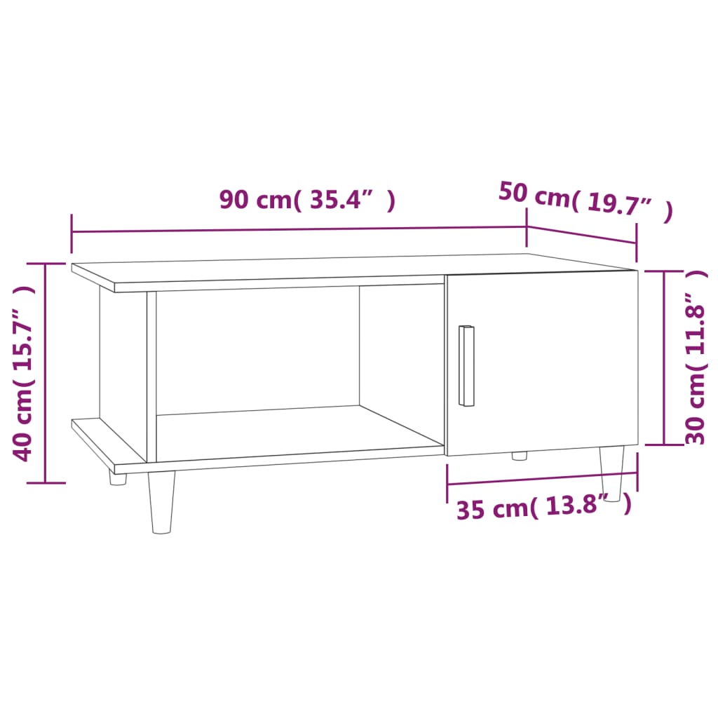Table basse chêne marron 90x50x40 cm bois d’ingénierie - Tables basses