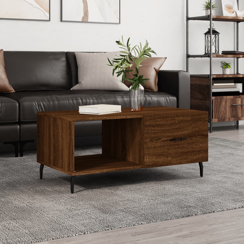 Table basse chêne marron 90x50x40 cm bois d’ingénierie - Tables basses