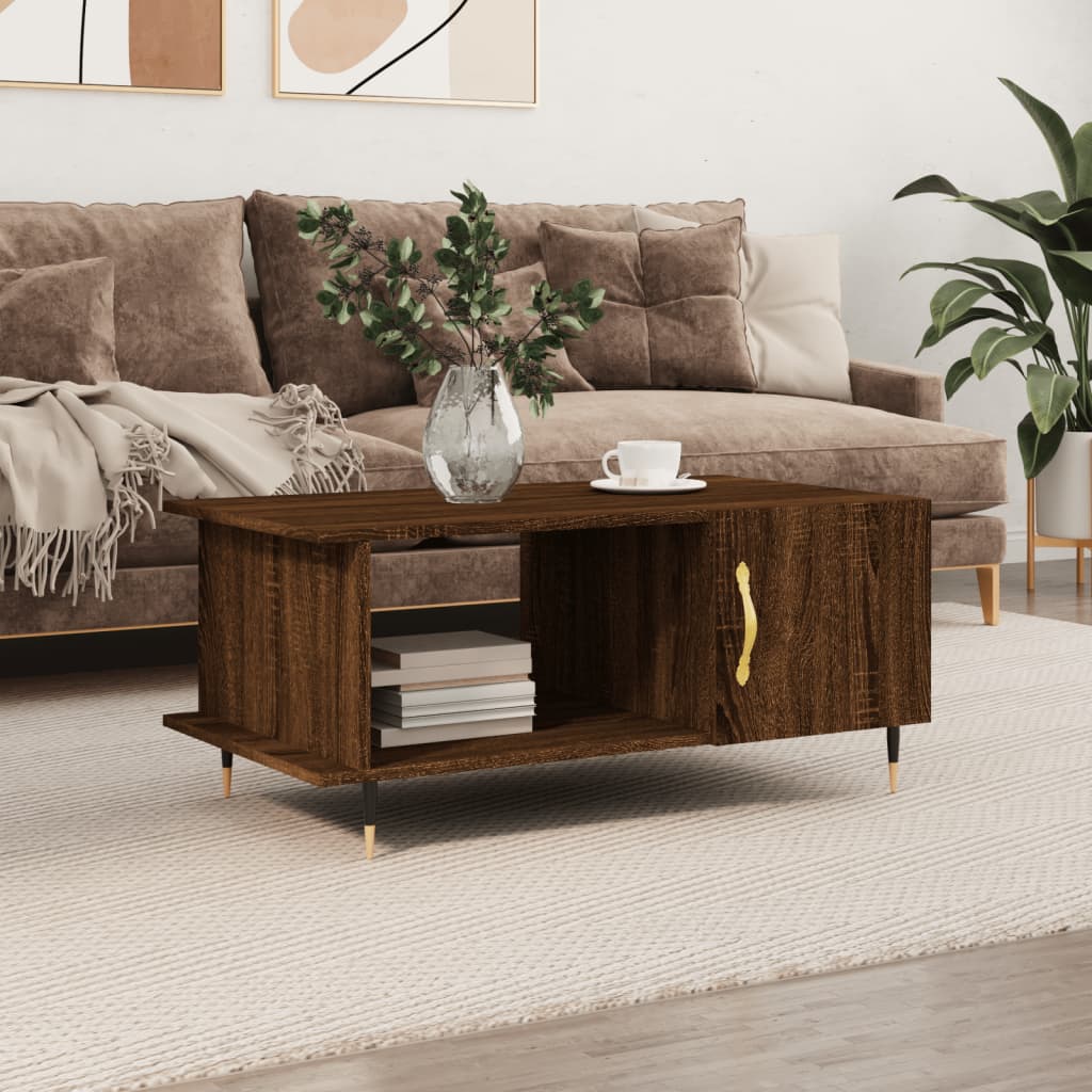 Table basse chêne marron 90x50x40 cm bois d’ingénierie - Tables basses