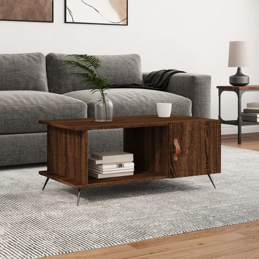 Table basse chêne marron 90x50x40 cm bois d’ingénierie - Tables basses