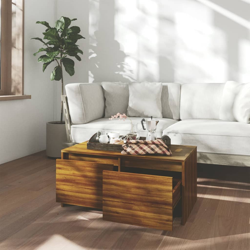 Table basse Chêne marron 90x50x41,5 cm Bois d’ingénierie - Tables basses