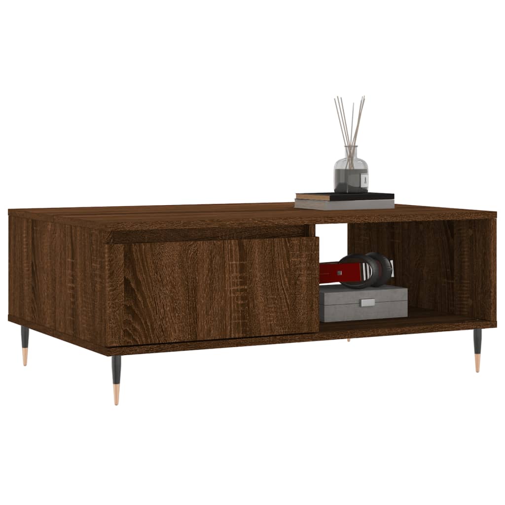 Table basse chêne marron 90x60x35 cm bois d’ingénierie - Tables basses