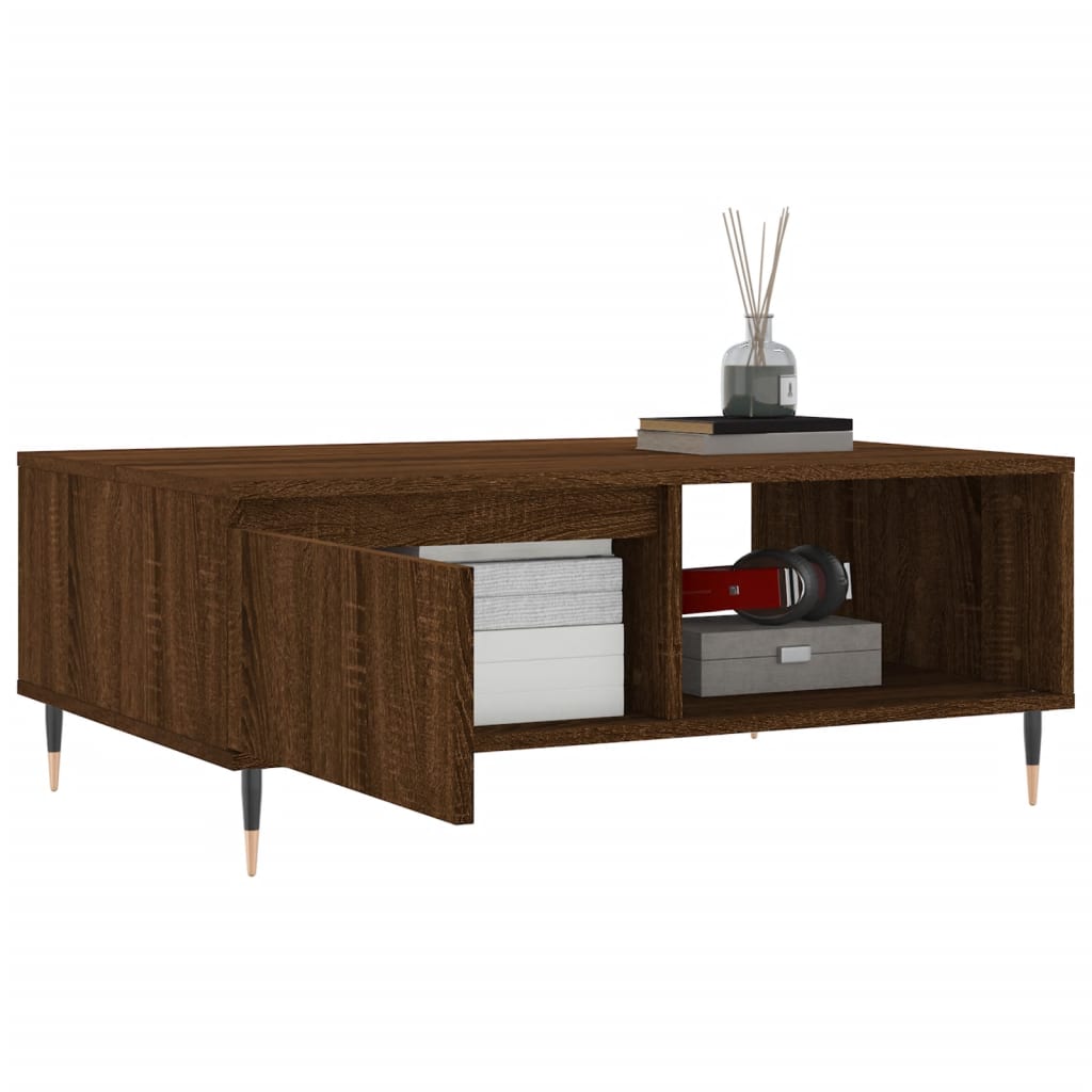 Table basse chêne marron 90x60x35 cm bois d’ingénierie - Tables basses