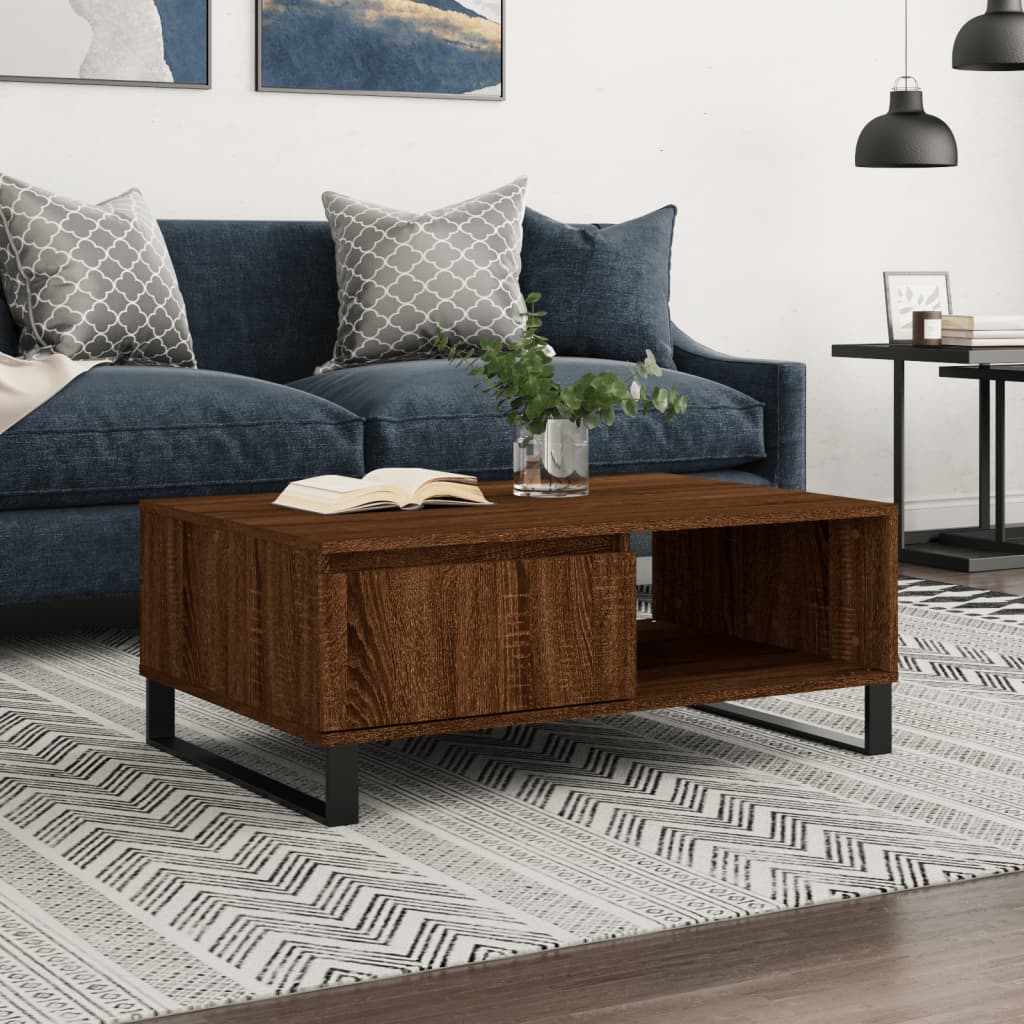 Table basse chêne marron 90x60x35 cm bois d’ingénierie - Tables basses