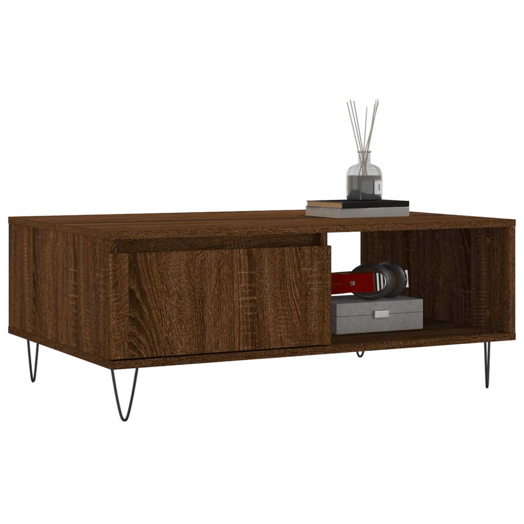 Table basse chêne marron 90x60x35 cm bois d’ingénierie - Tables basses