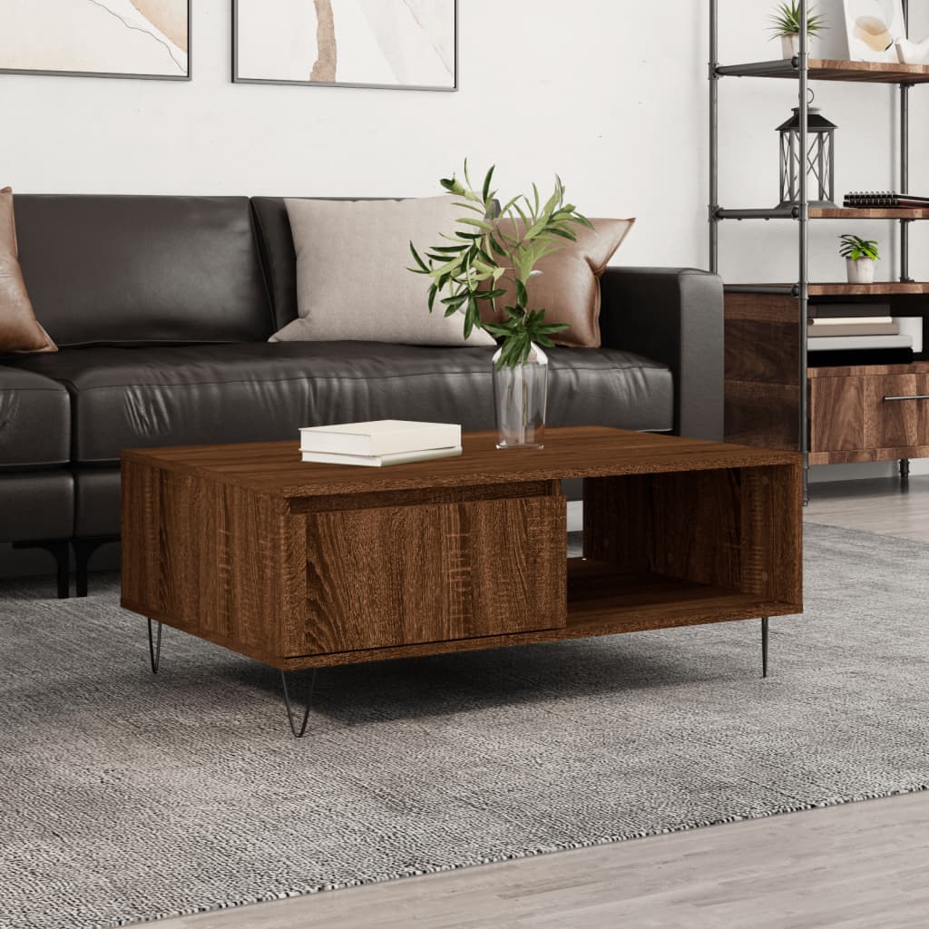 Table basse chêne marron 90x60x35 cm bois d’ingénierie - Tables basses