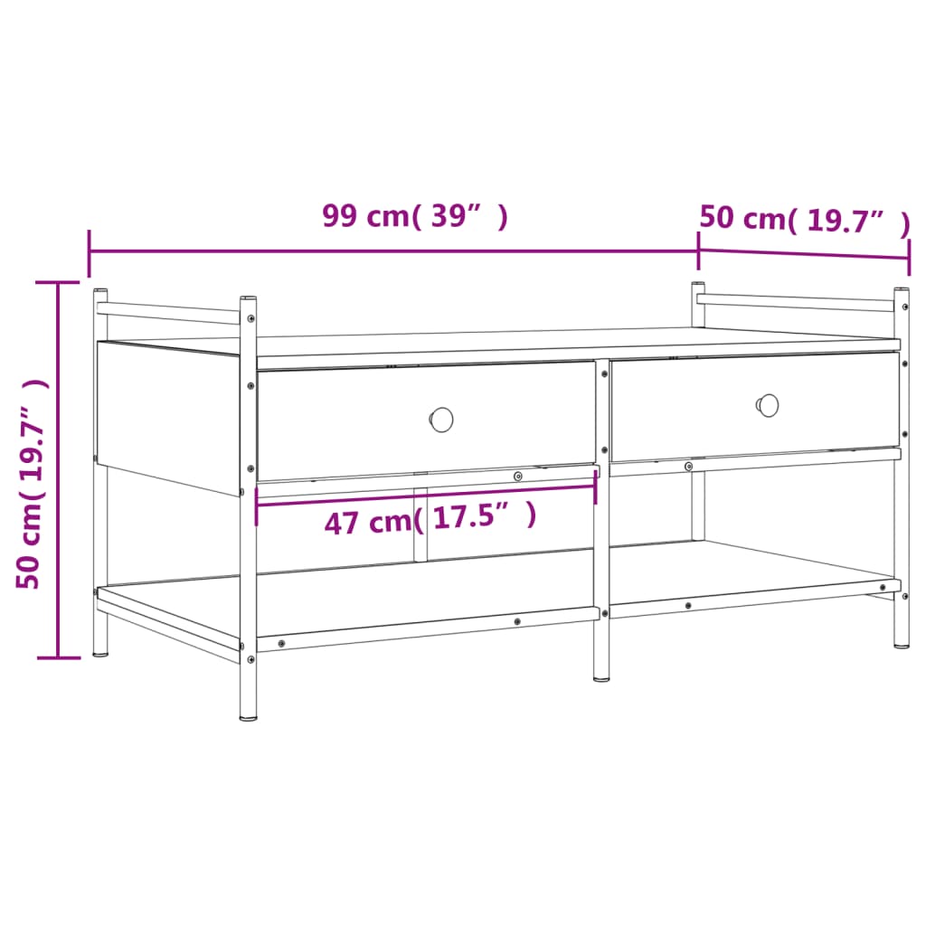 Table basse chêne marron 99x50x50 cm bois d’ingénierie - Tables basses