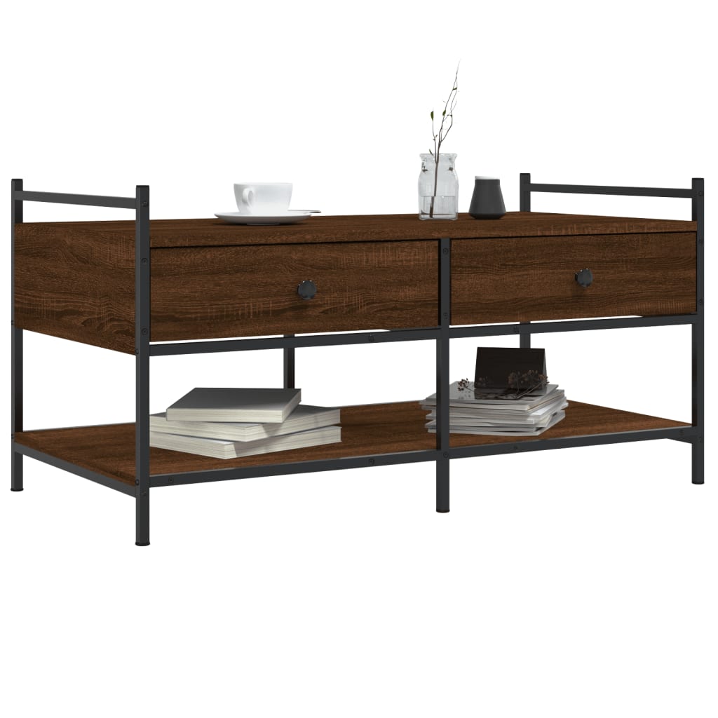 Table basse chêne marron 99x50x50 cm bois d’ingénierie - Tables basses