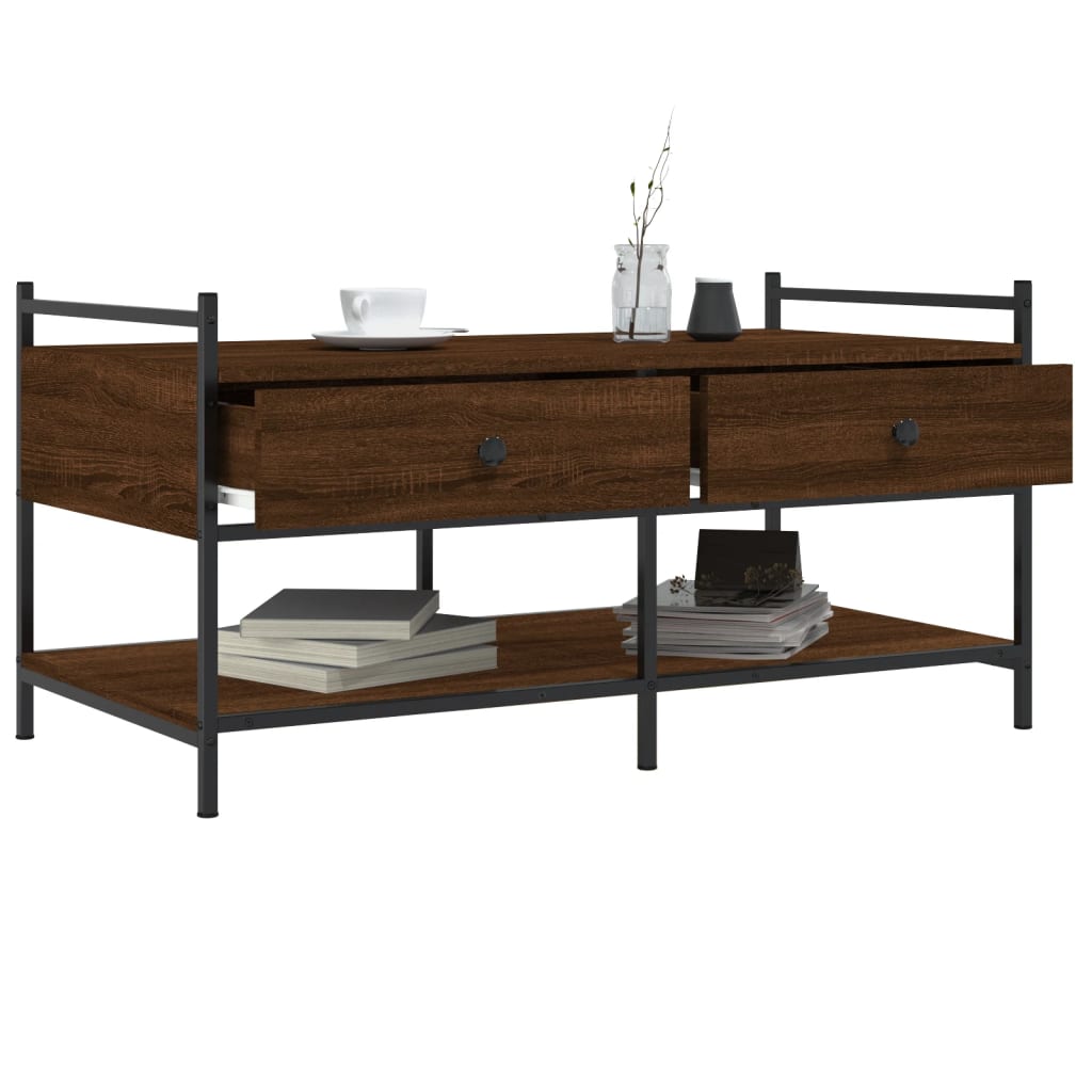 Table basse chêne marron 99x50x50 cm bois d’ingénierie - Tables basses