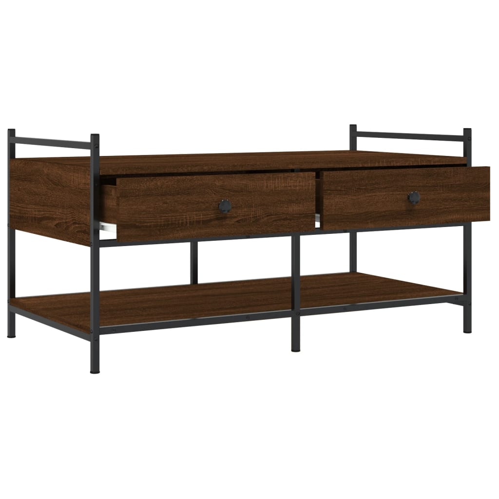 Table basse chêne marron 99x50x50 cm bois d’ingénierie - Tables basses