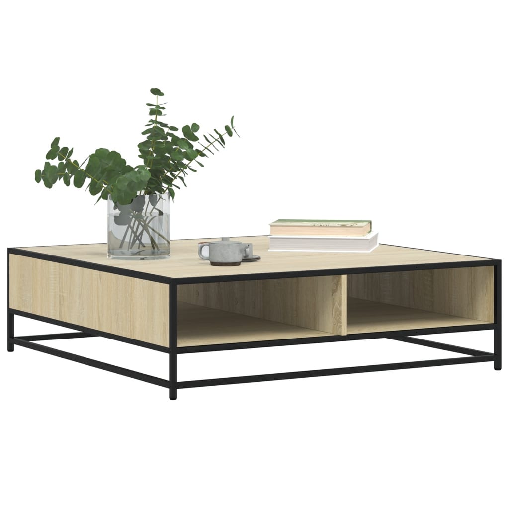 Table basse chêne sonoma 100x100x30 cm bois d’ingénierie/métal - Tables basses