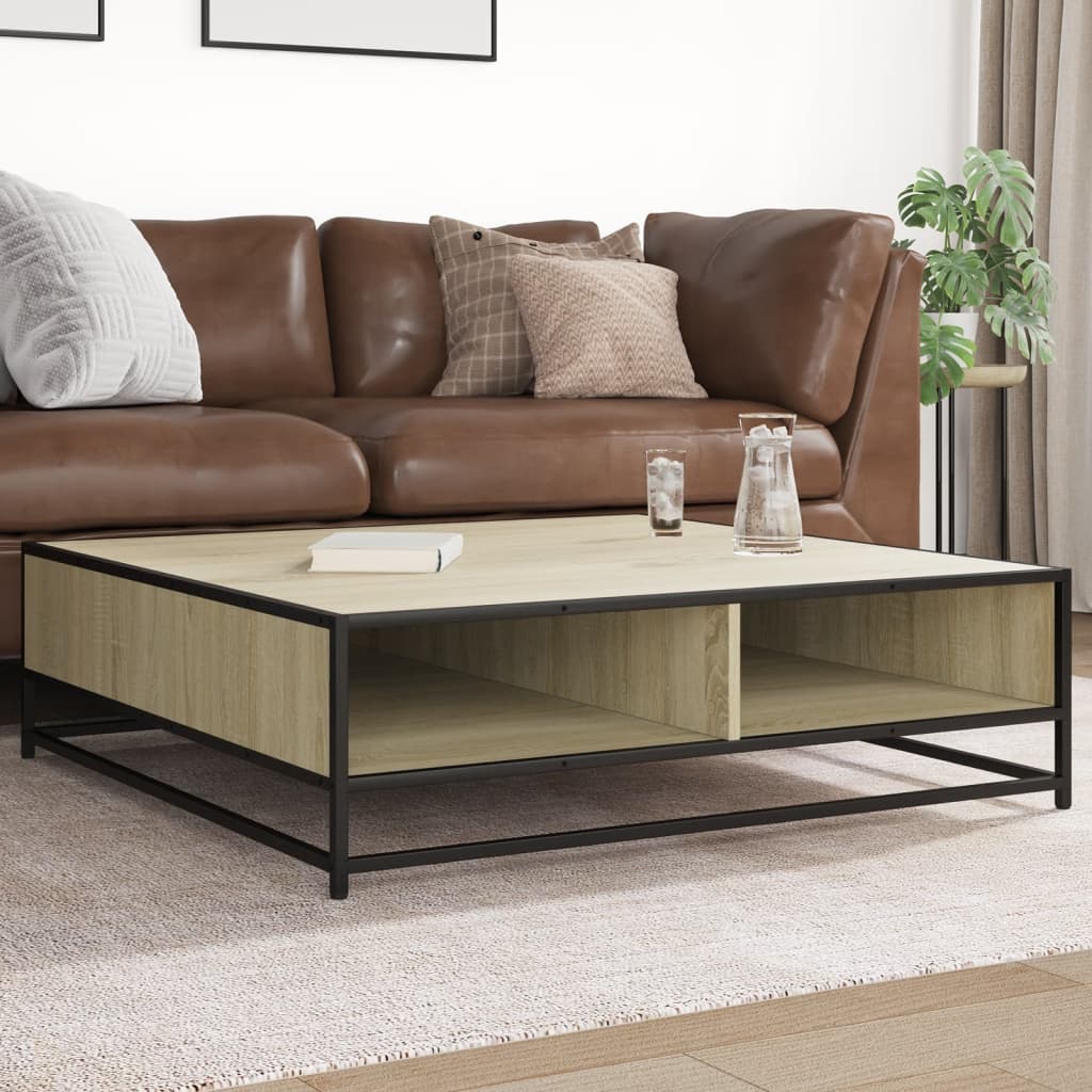 Table basse chêne sonoma 100x100x30 cm bois d’ingénierie/métal - Tables basses