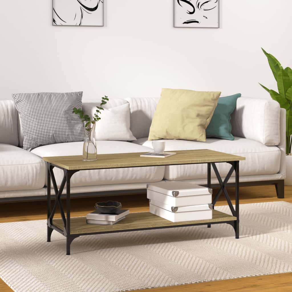 Table basse Chêne sonoma 100x45x45 cm Bois d’ingénierie et fer - Tables basses