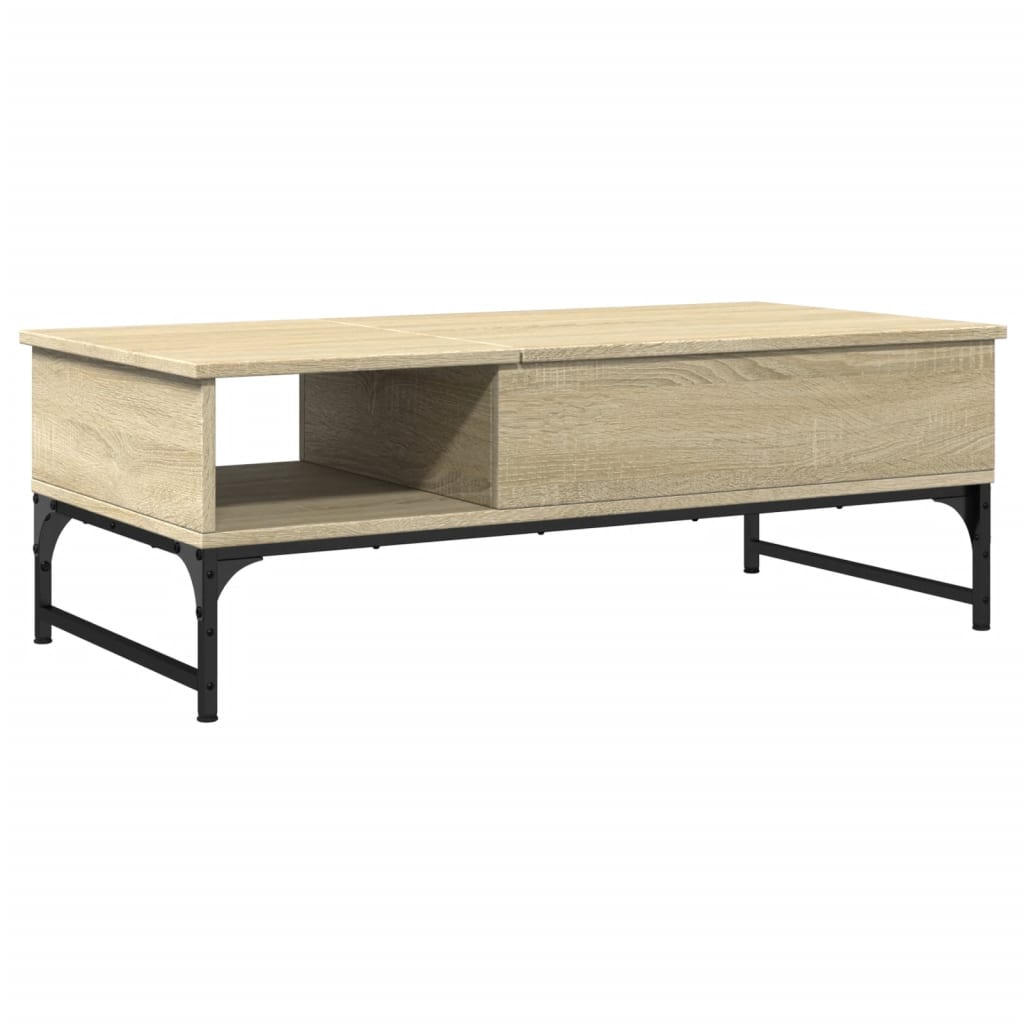 Table basse chêne sonoma 100x50x35cm bois d’ingénierie et métal - Tables basses