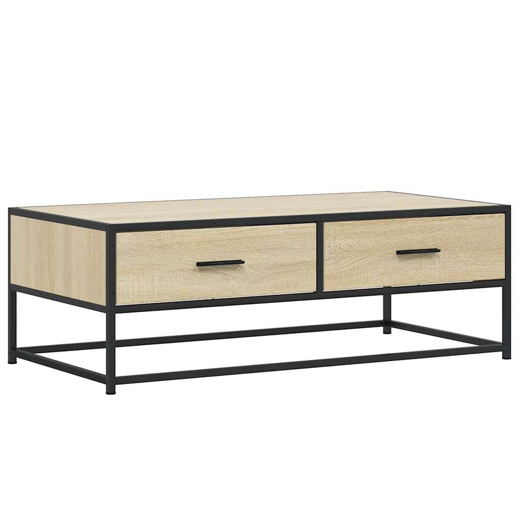 Table basse chêne sonoma 100x50x35cm bois d’ingénierie et métal - Tables basses