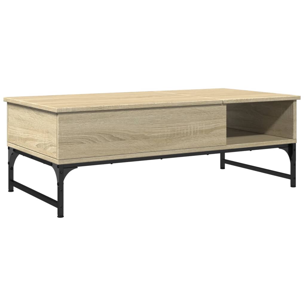 Table basse chêne sonoma 100x50x35cm bois d’ingénierie et métal - Tables basses