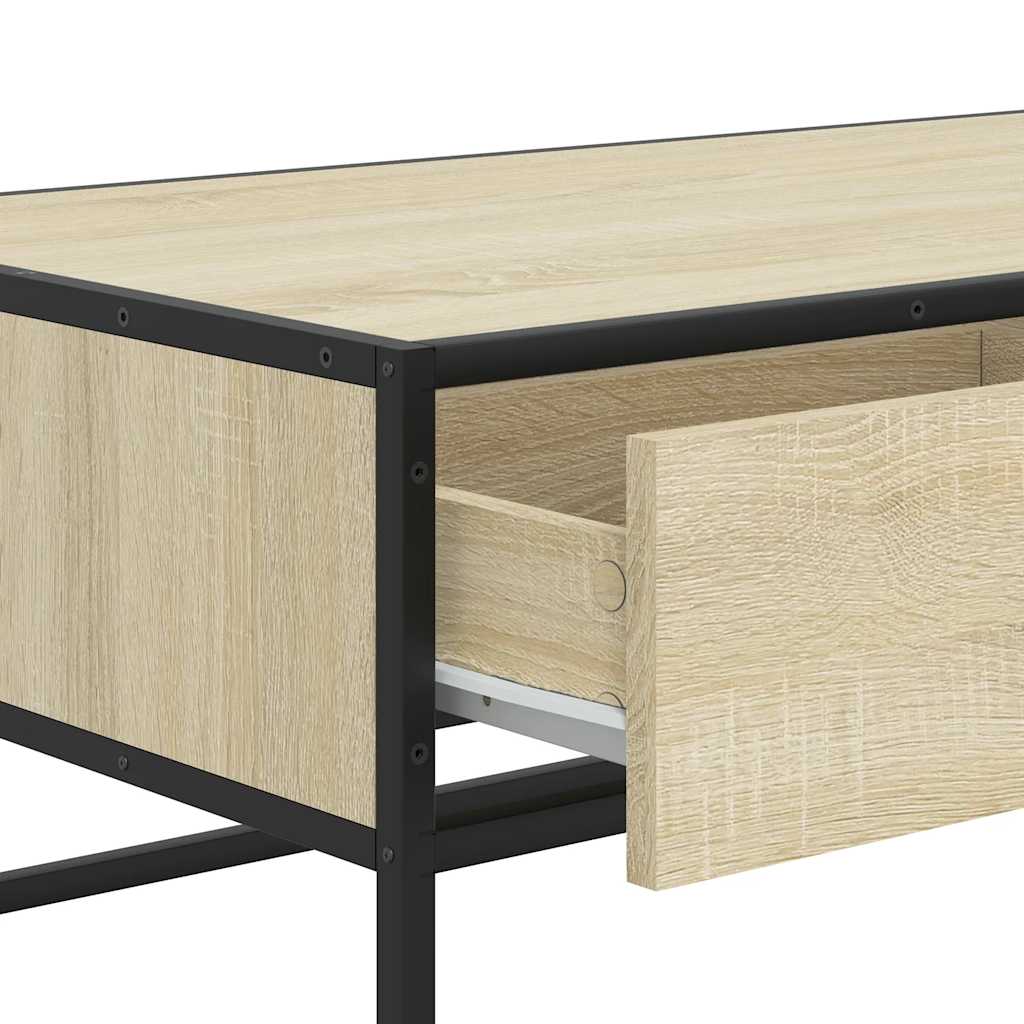 Table basse chêne sonoma 100x50x35cm bois d’ingénierie et métal - Tables basses