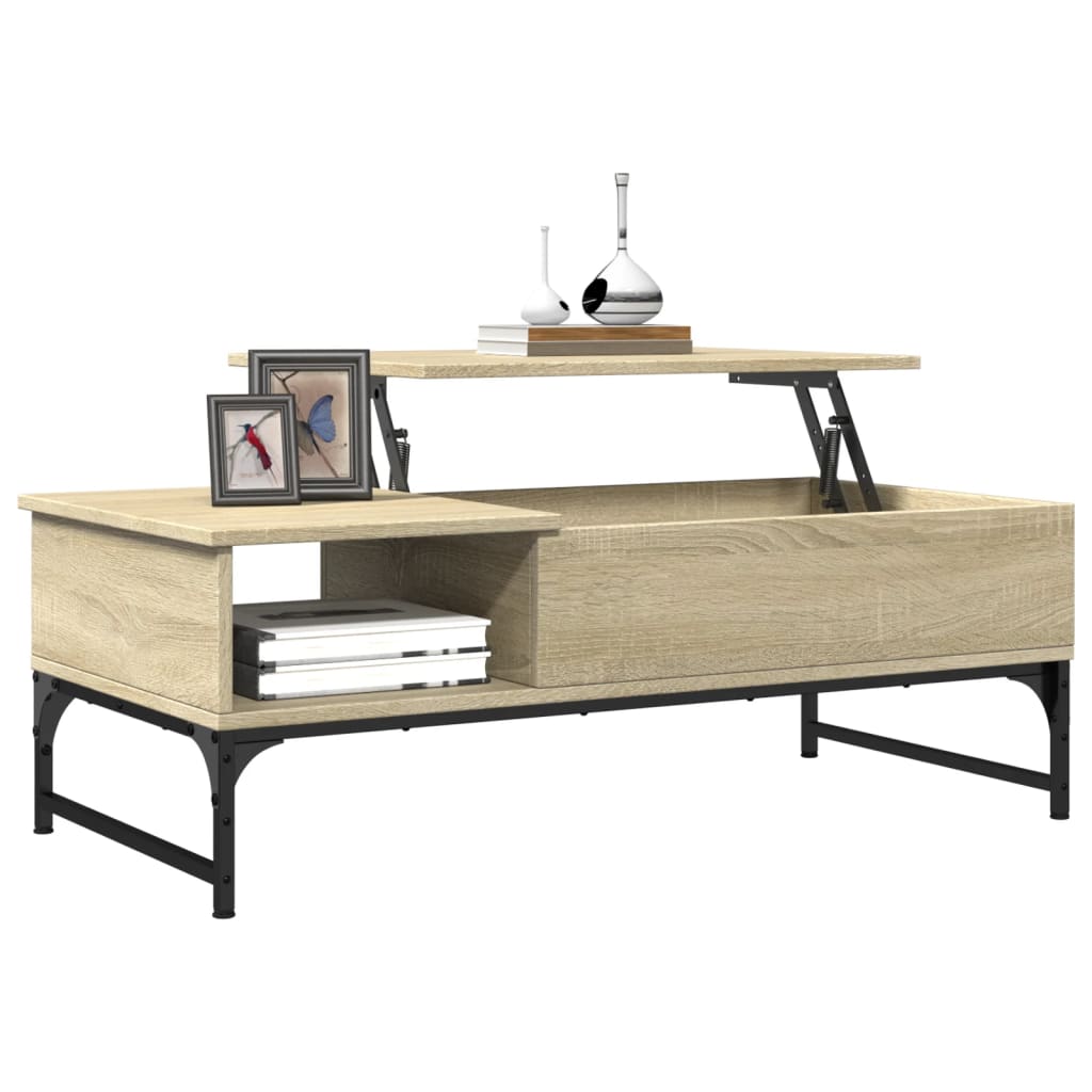 Table basse chêne sonoma 100x50x35cm bois d’ingénierie et métal - Tables basses