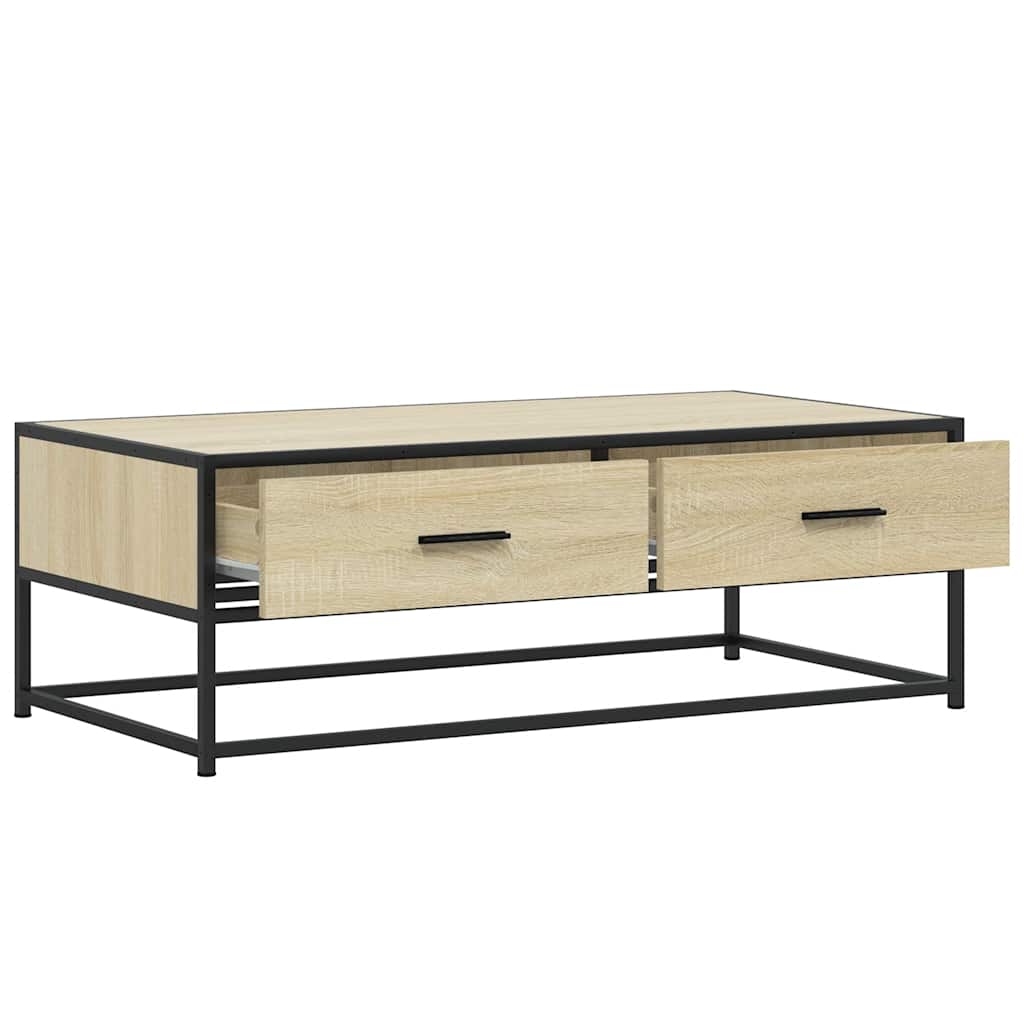 Table basse chêne sonoma 100x50x35cm bois d’ingénierie et métal - Tables basses