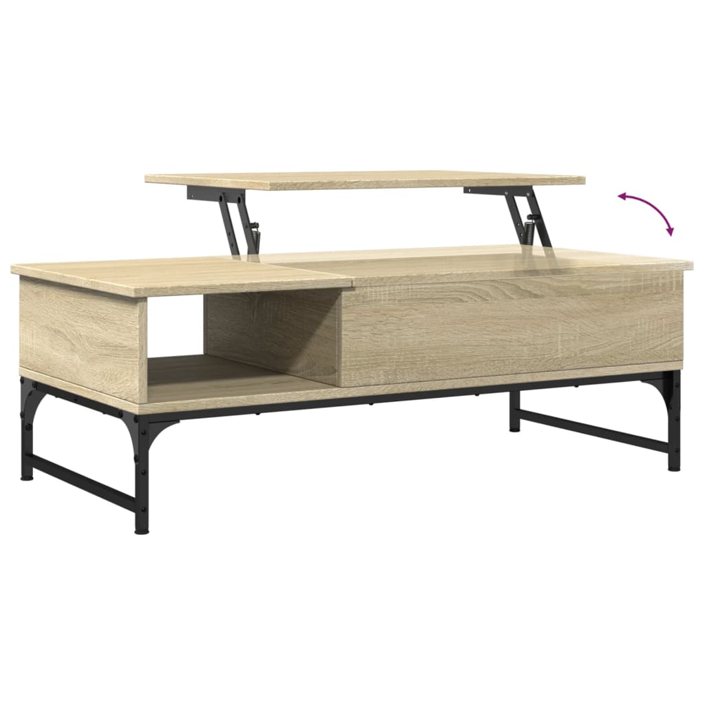 Table basse chêne sonoma 100x50x35cm bois d’ingénierie et métal - Tables basses