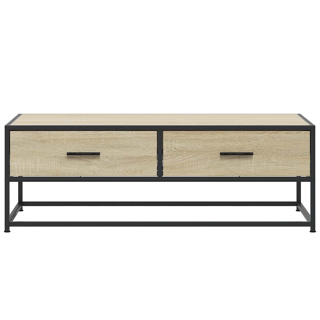 Table basse chêne sonoma 100x50x35cm bois d’ingénierie et métal - Tables basses