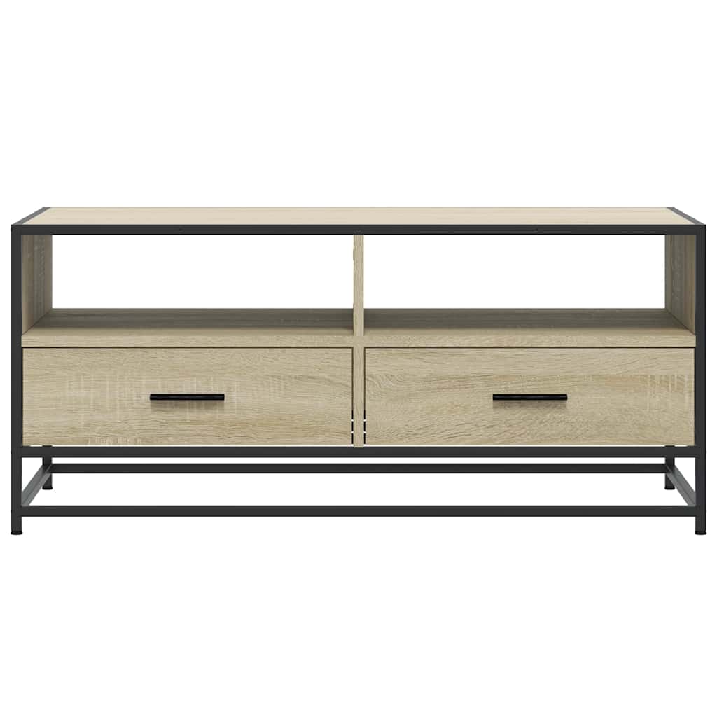 Table basse chêne sonoma 100x50x45cm bois d’ingénierie et métal - Tables basses