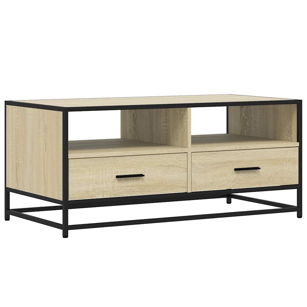 Table basse chêne sonoma 100x50x45cm bois d’ingénierie et métal - Tables basses