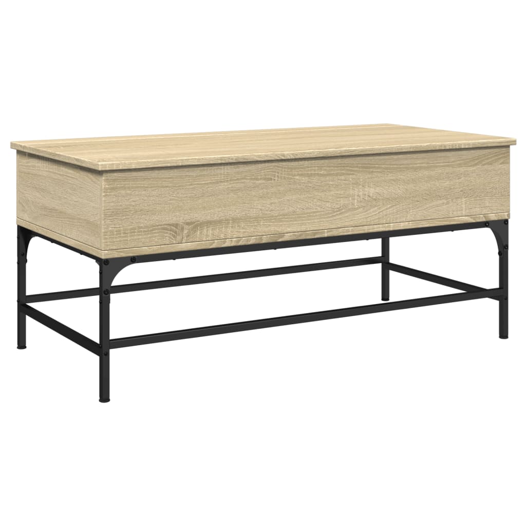 Table basse chêne sonoma 100x50x45cm bois d’ingénierie et métal - Tables basses