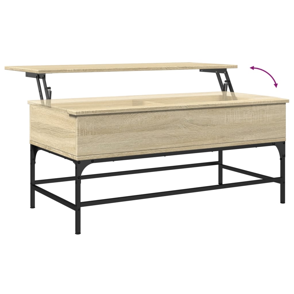 Table basse chêne sonoma 100x50x45cm bois d’ingénierie et métal - Tables basses