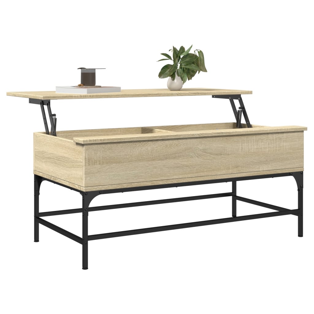 Table basse chêne sonoma 100x50x45cm bois d’ingénierie et métal - Tables basses