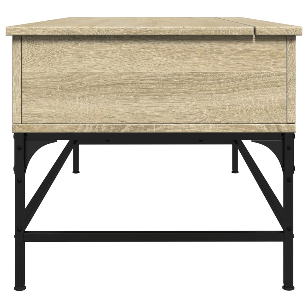 Table basse chêne sonoma 100x50x45cm bois d’ingénierie et métal - Tables basses