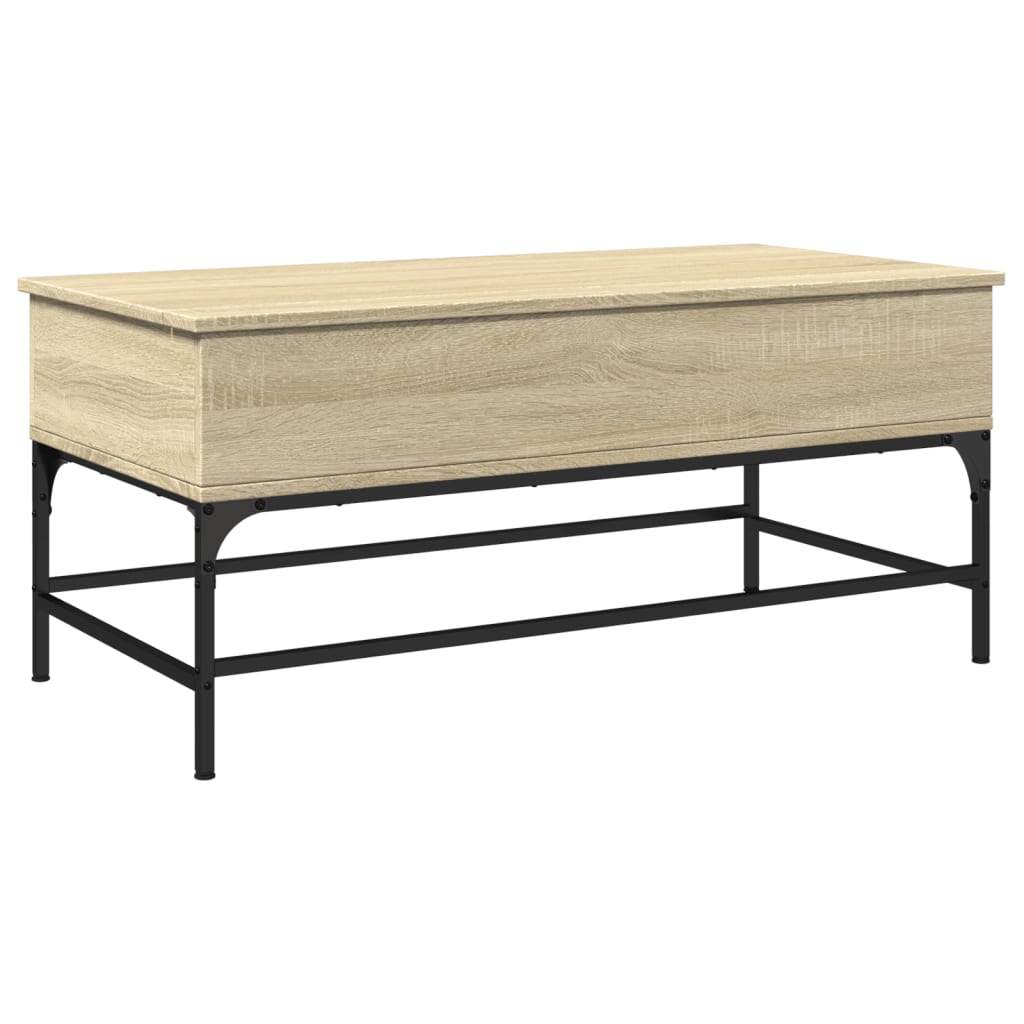 Table basse chêne sonoma 100x50x45cm bois d’ingénierie et métal - Tables basses