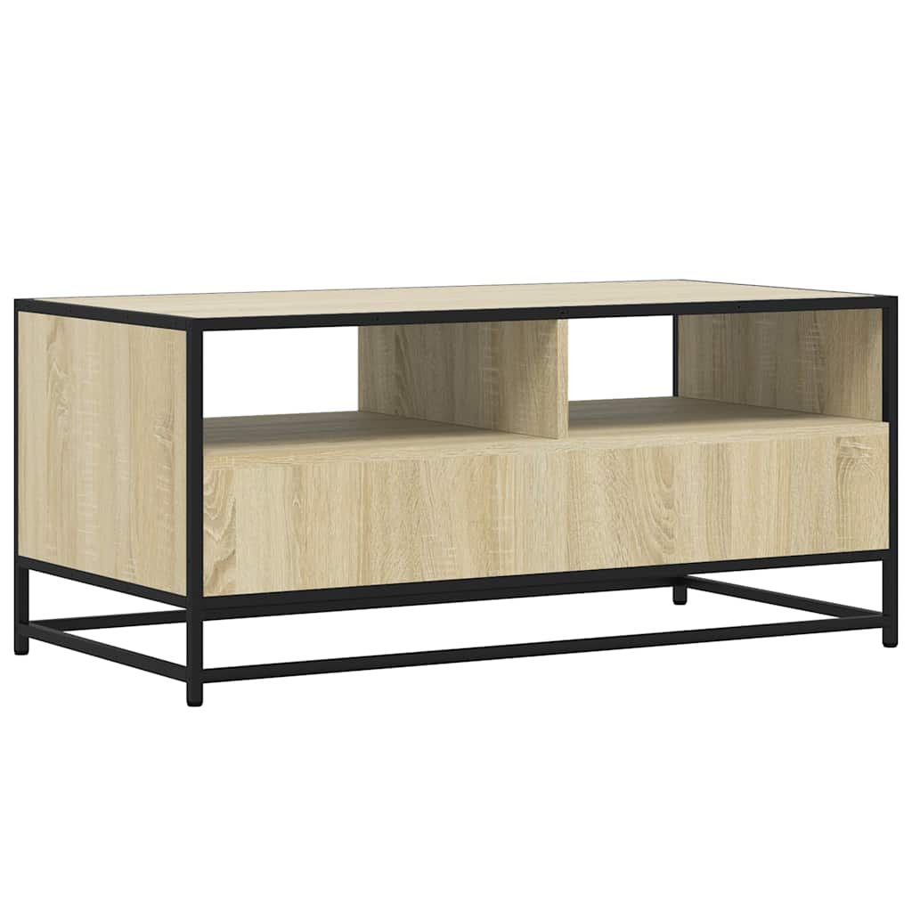 Table basse chêne sonoma 100x50x45cm bois d’ingénierie et métal - Tables basses