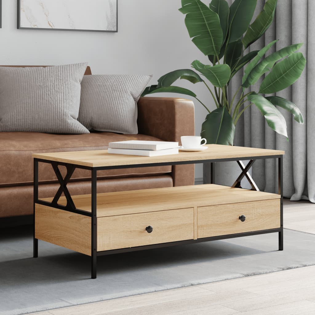 Table basse chêne sonoma 100x51x45 cm bois d’ingénierie - Tables basses