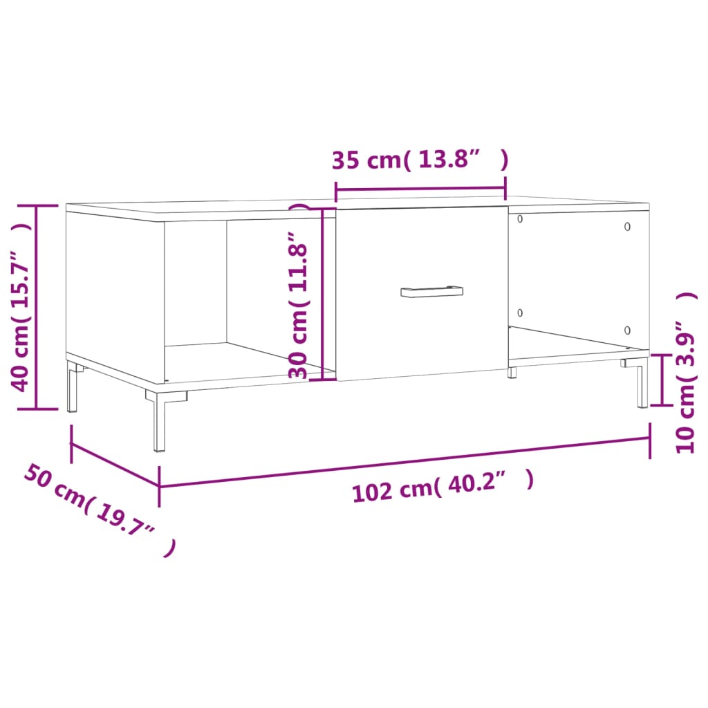 Table basse chêne sonoma 102x50x40 cm bois d’ingénierie - Tables basses