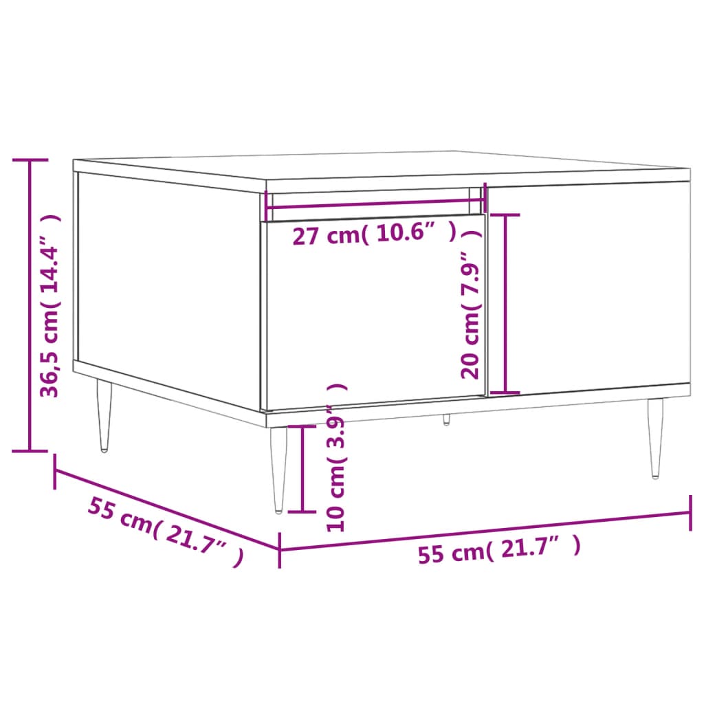 Table basse chêne sonoma 55x55x36,5 cm bois d’ingénierie - Tables basses