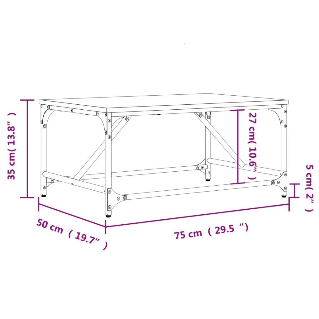 Table basse chêne sonoma 75x50x35 cm bois d’ingénierie - Tables basses