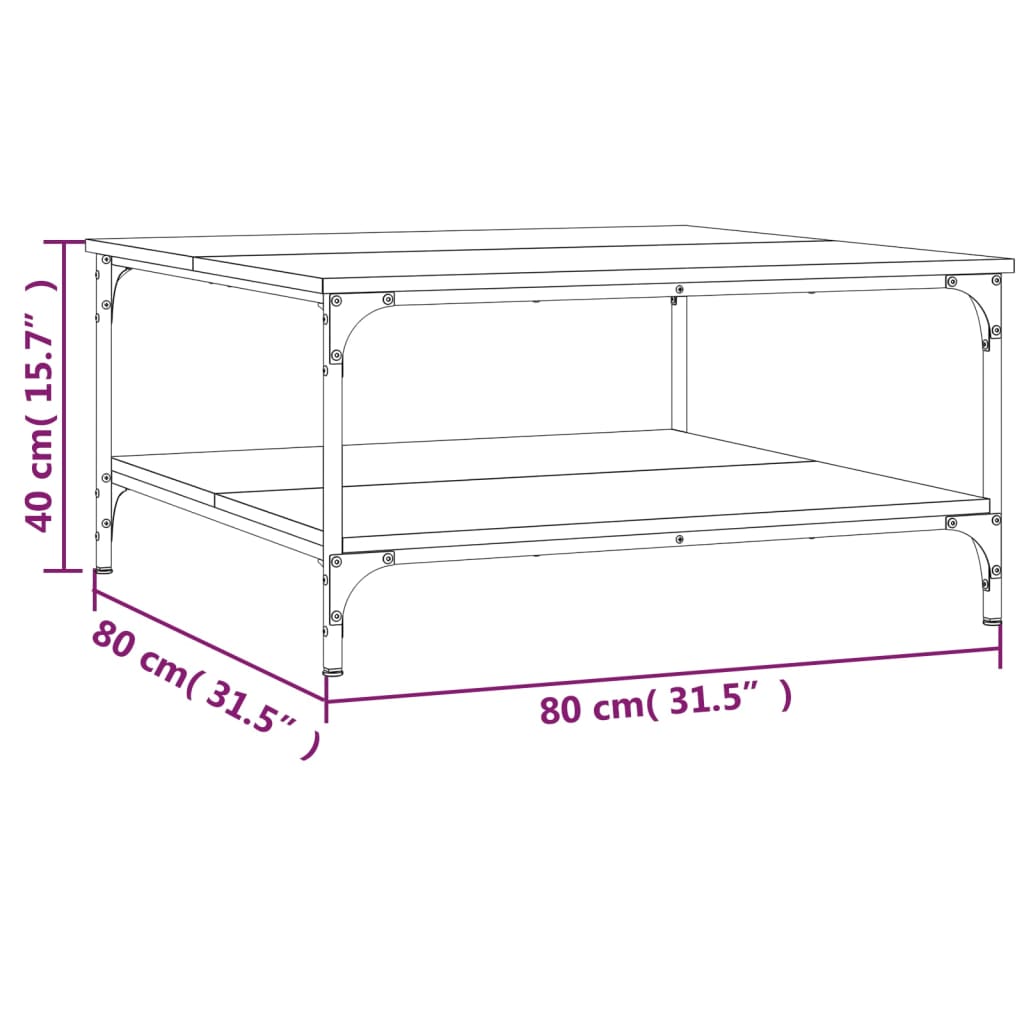 Table basse chêne sonoma 80x80x40 cm bois d’ingénierie - Tables basses