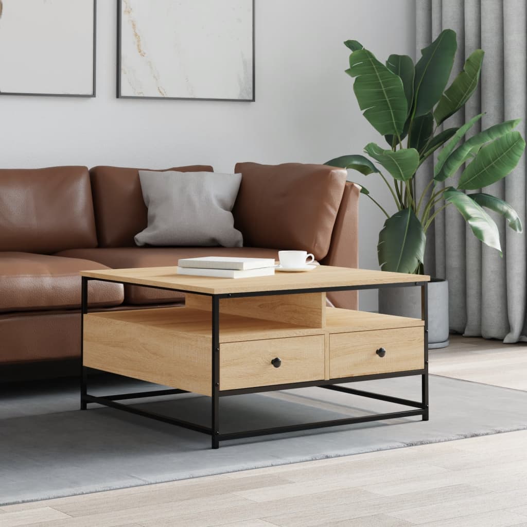 Table basse chêne sonoma 80x80x45 cm bois d’ingénierie - Tables basses