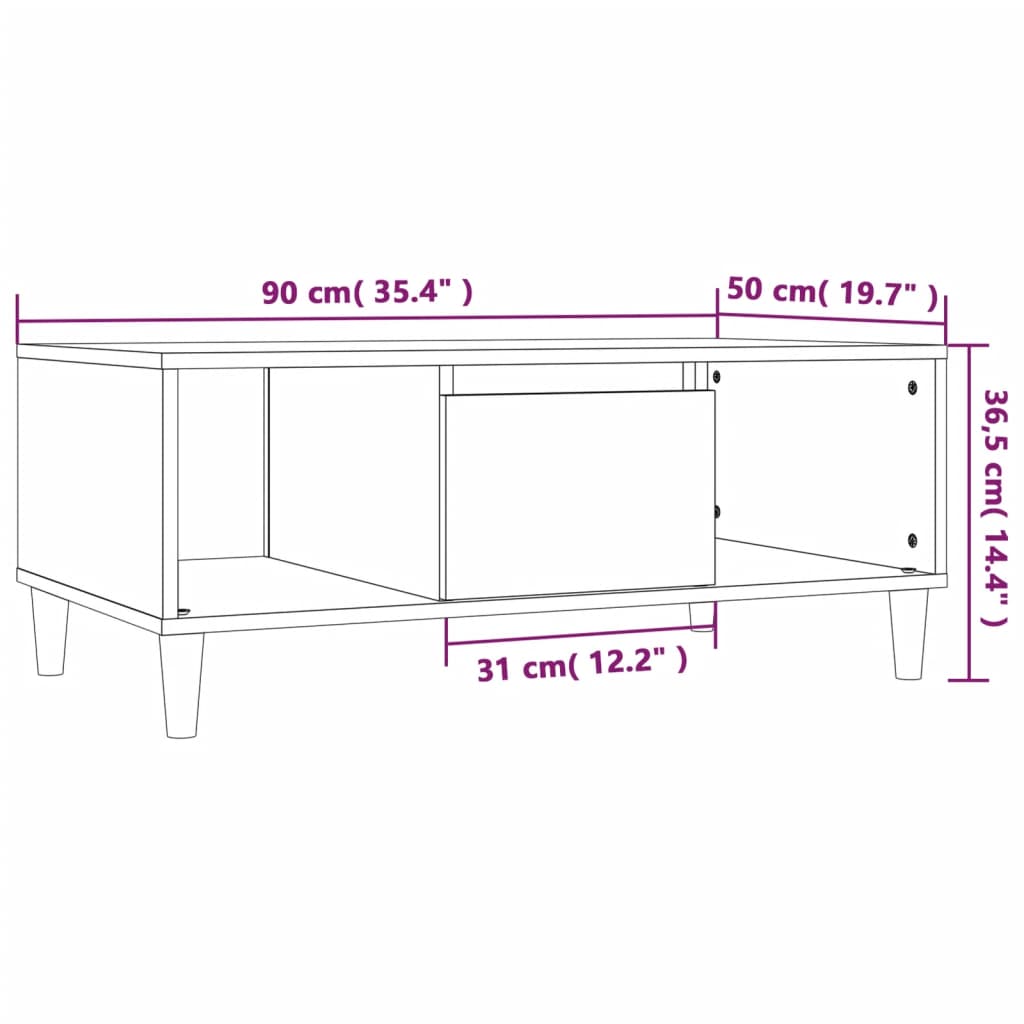 Table basse Chêne sonoma 90x50x36,5 cm Bois d’ingénierie - Tables basses