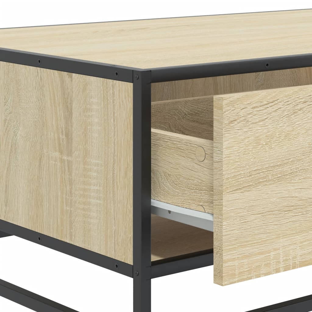 Table basse chêne sonoma 90x57x35 cm bois d’ingénierie et métal - Tables basses